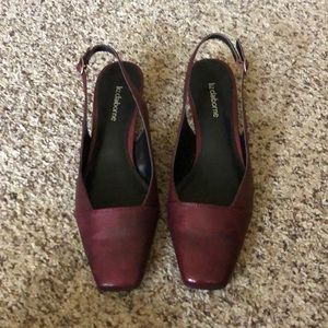 Low heel dress shoe.